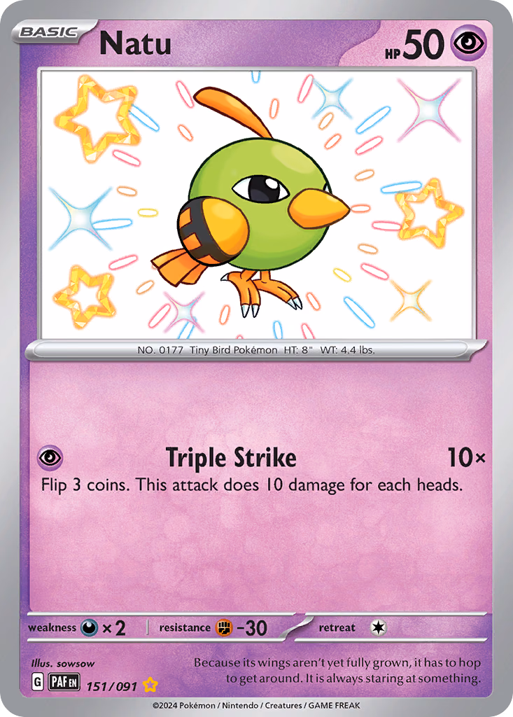 Natu Pokemon card (151/091, Paldean Fates)