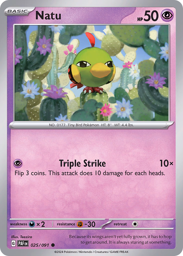 Natu Pokemon card (025/091, Paldean Fates)