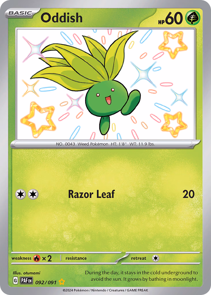 Oddish Pokemon card (092/091, Paldean Fates)