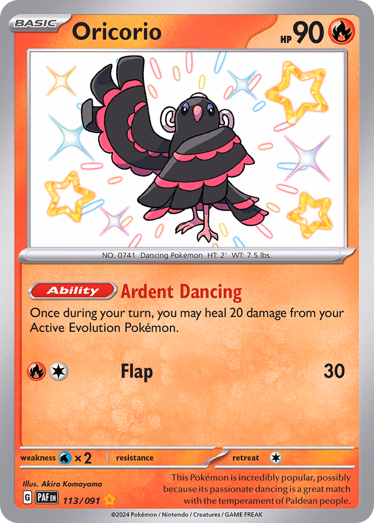 Oricorio Pokemon card (113/091, Paldean Fates)