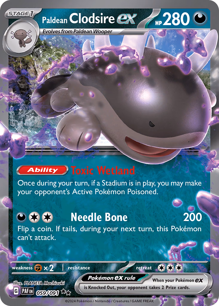 Paldean Clodsire ex Pokemon card (059/091, Paldean Fates)