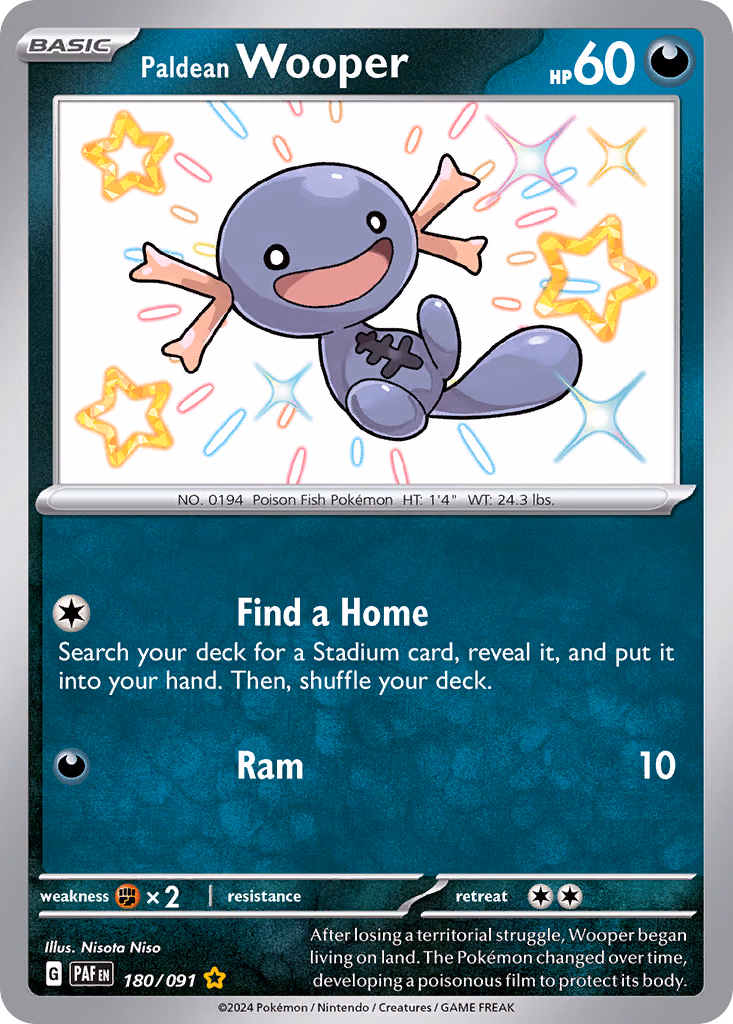 Paldean Wooper Pokemon card (180/091, Paldean Fates)