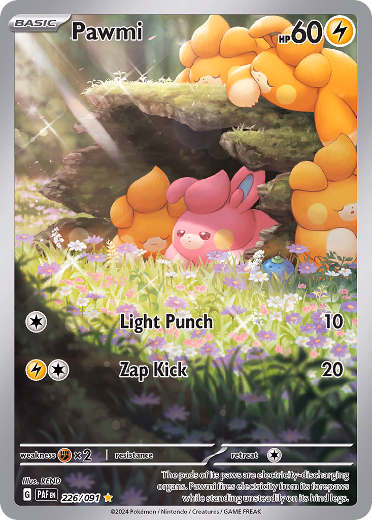 Pawmi Pokemon card (226/091, Paldean Fates)