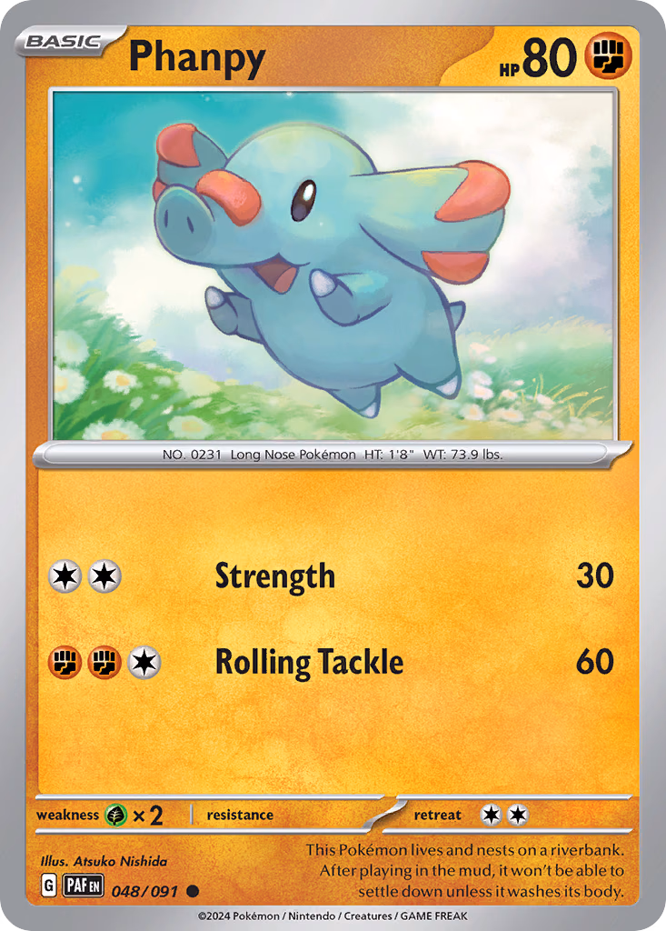 Phanpy Pokemon card (048/091, Paldean Fates)
