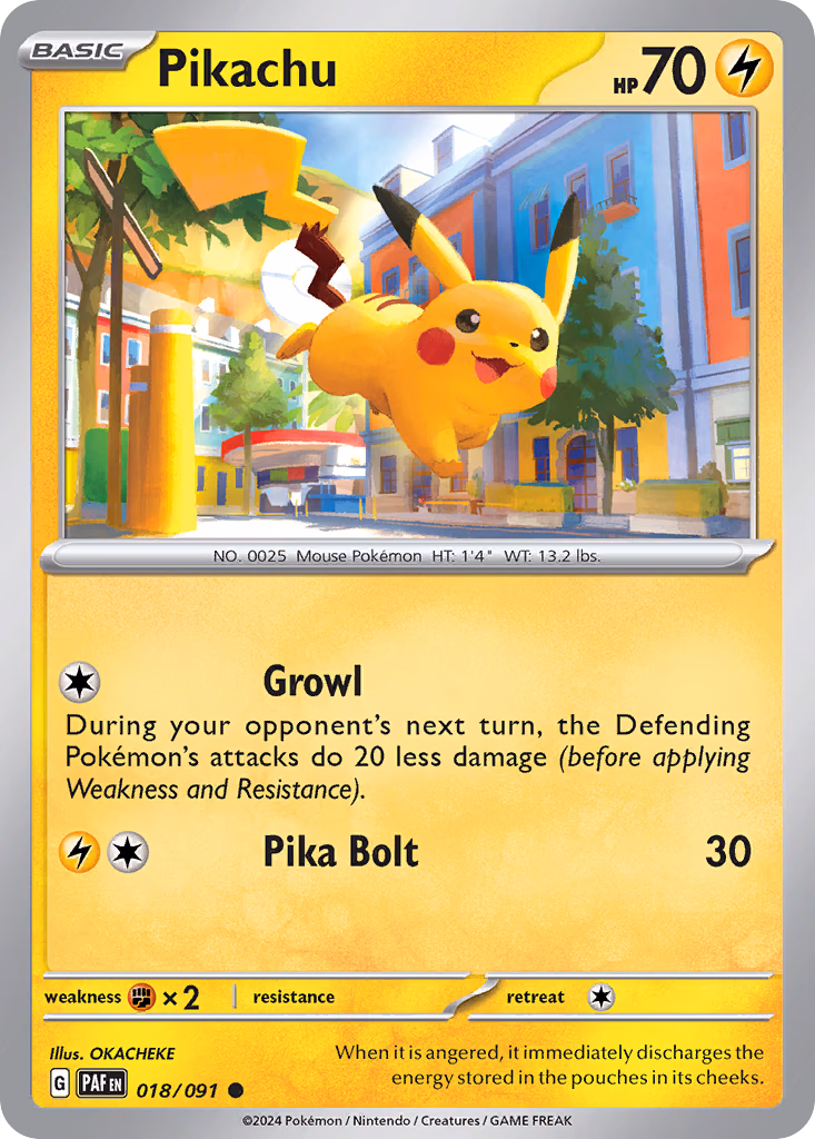Pikachu Pokemon card (018/091, Paldean Fates)