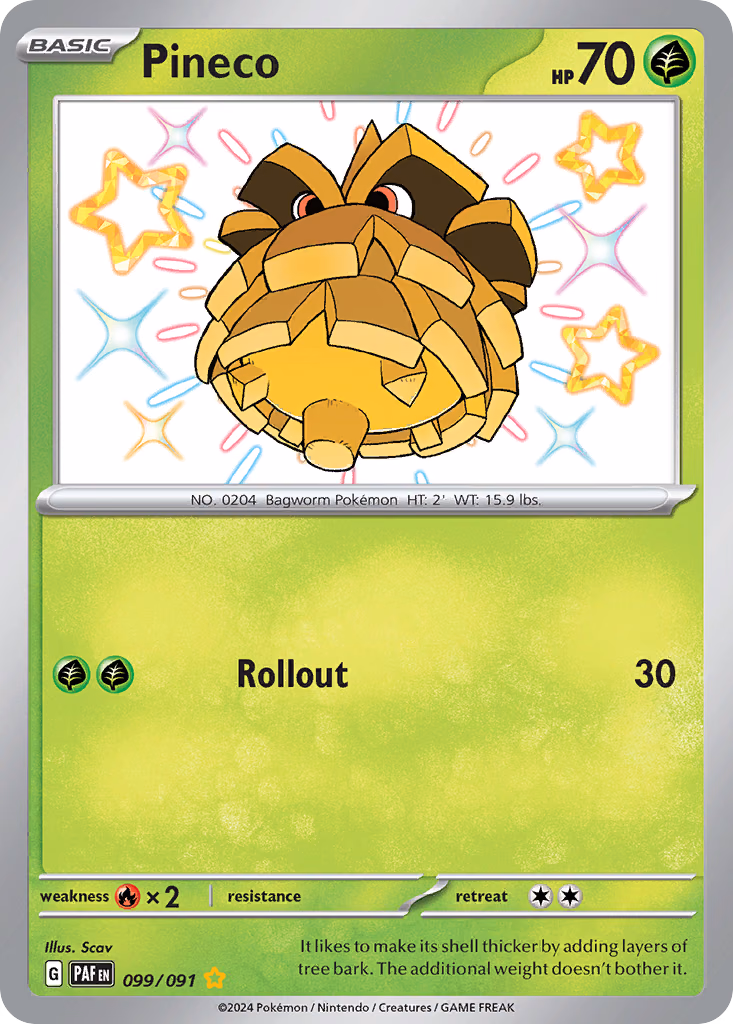Pineco Pokemon card (099/091, Paldean Fates)