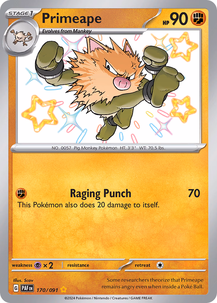 Primeape Pokemon card (170/091, Paldean Fates)