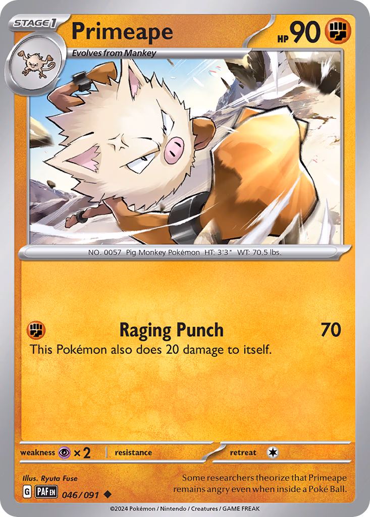 Primeape Pokemon card (046/091, Paldean Fates)