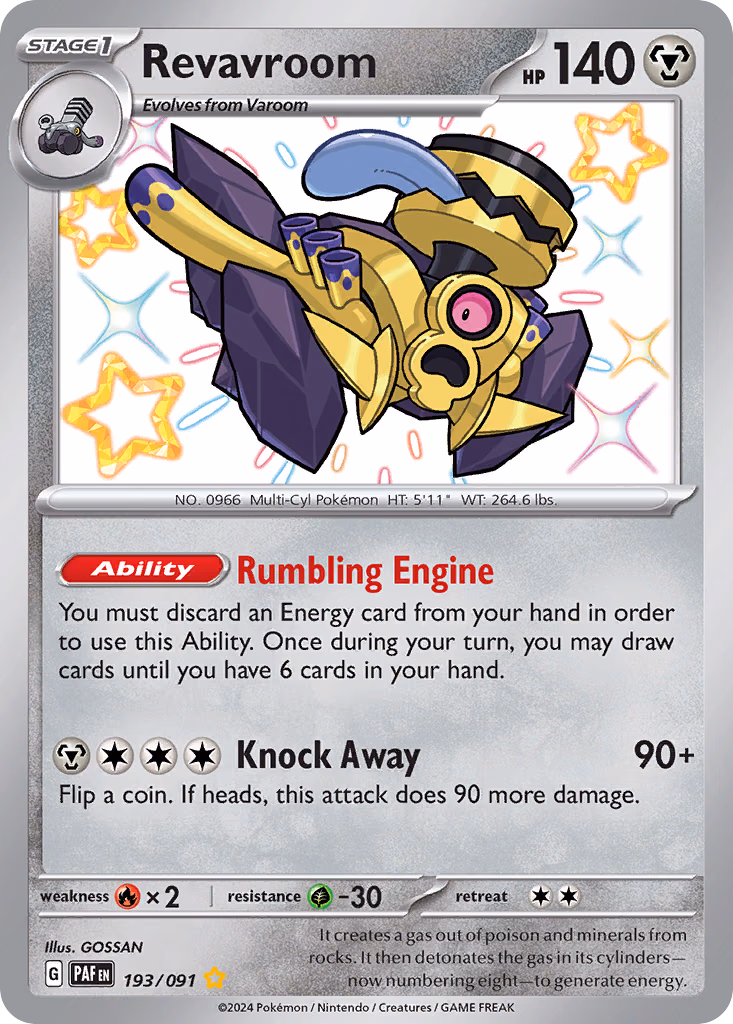 Revavroom Pokemon card (193/091, Paldean Fates)