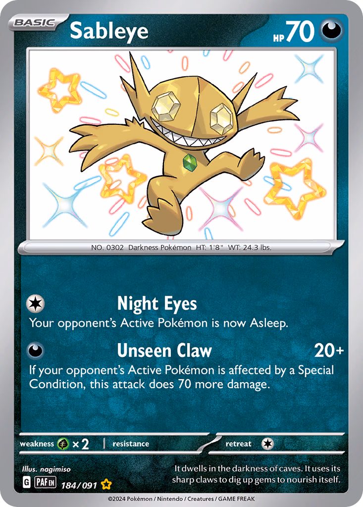 Sableye Pokemon card (184/091, Paldean Fates)