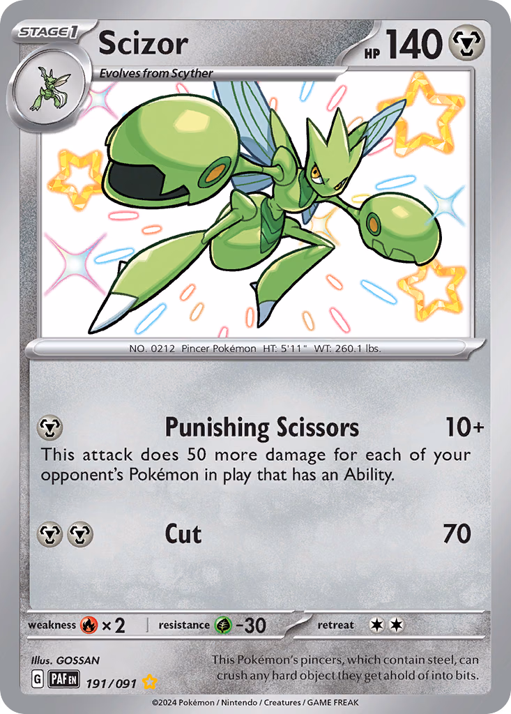 Scizor Pokemon card (191/091, Paldean Fates)