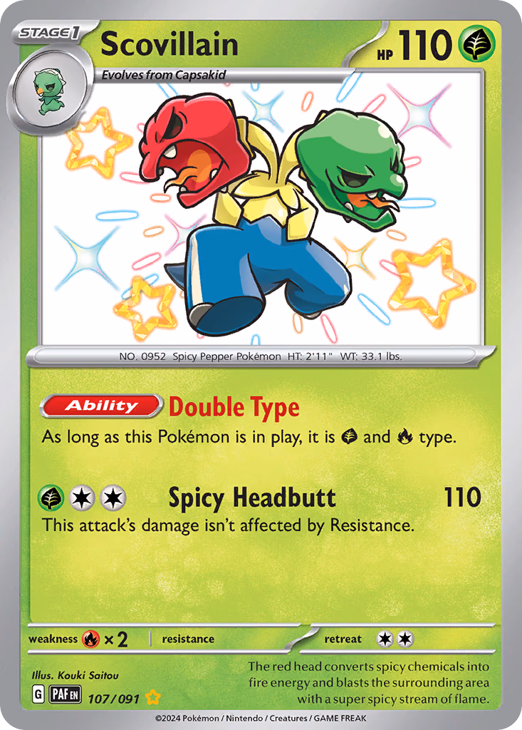 Scovillain Pokemon card (107/091, Paldean Fates)