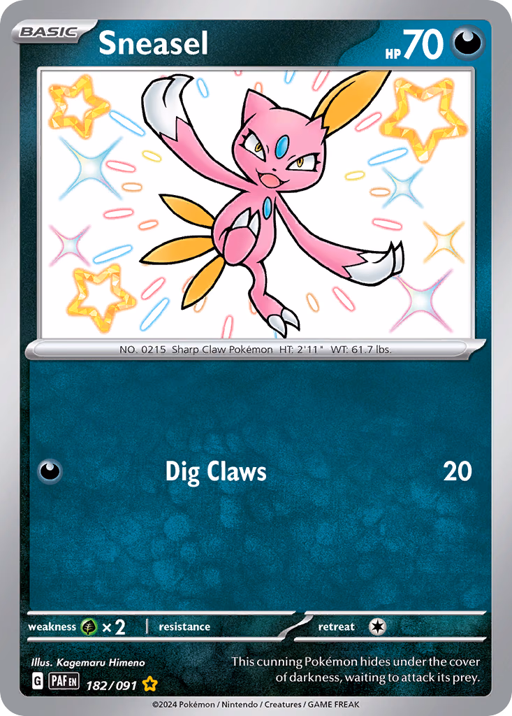 Sneasel Pokemon card (182/091, Paldean Fates)