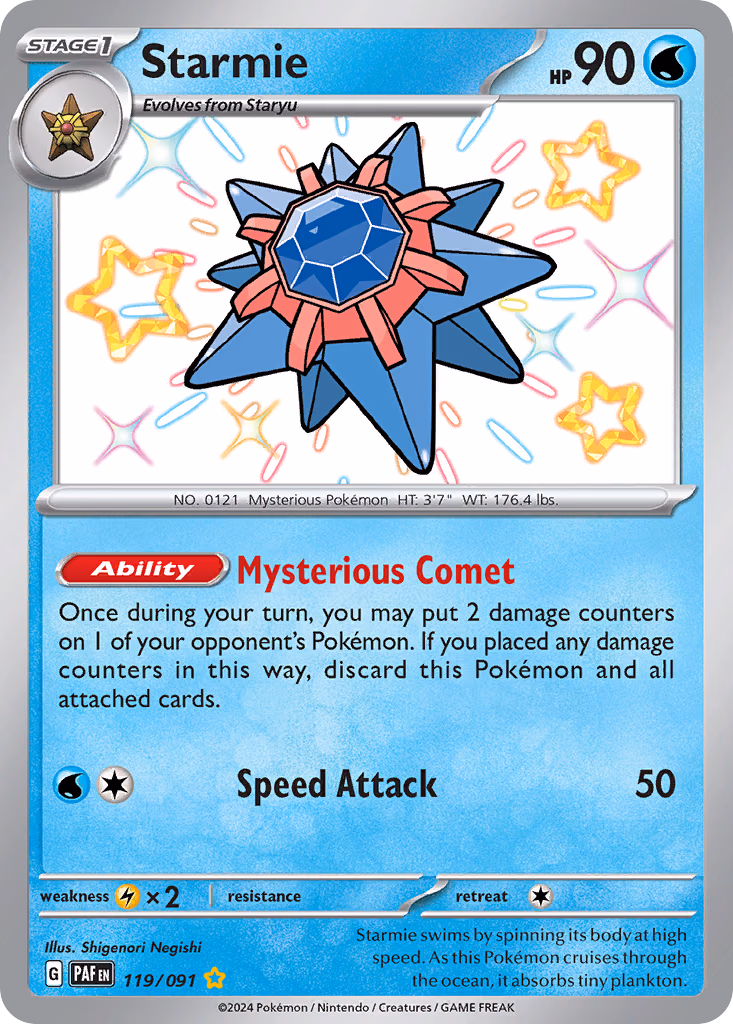 Starmie Pokemon card (119/091, Paldean Fates)