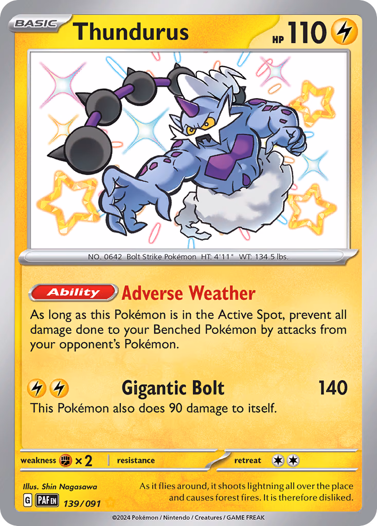 Thundurus Pokemon card (139/091, Paldean Fates)