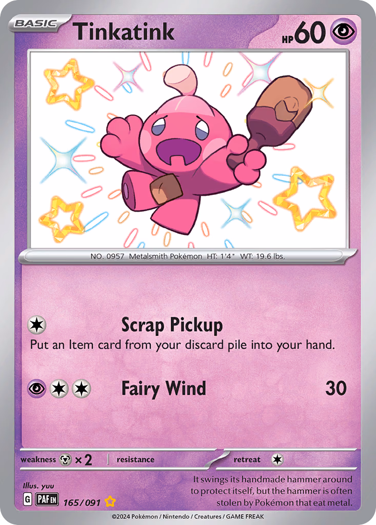 Tinkatink Pokemon card (165/091, Paldean Fates)