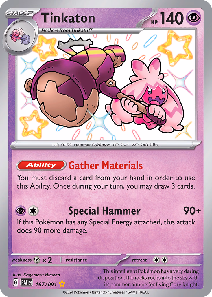 Tinkaton Pokemon card (167/091, Paldean Fates)