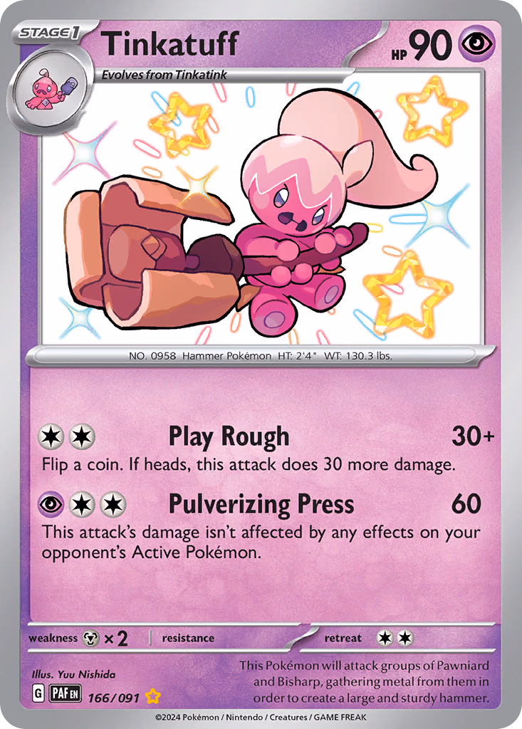 Tinkatuff Pokemon card (166/091, Paldean Fates)