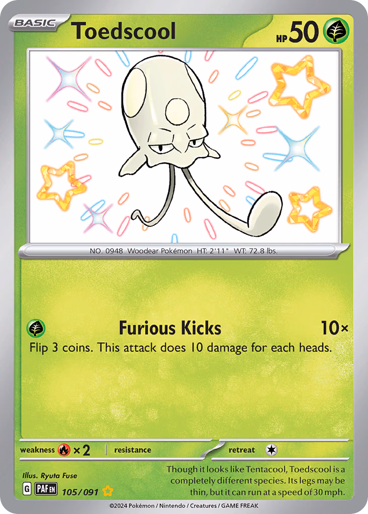 Toedscool Pokemon card (105/091, Paldean Fates)