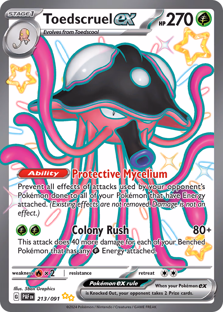 Toedscruel ex Pokemon card (213/091, Paldean Fates)
