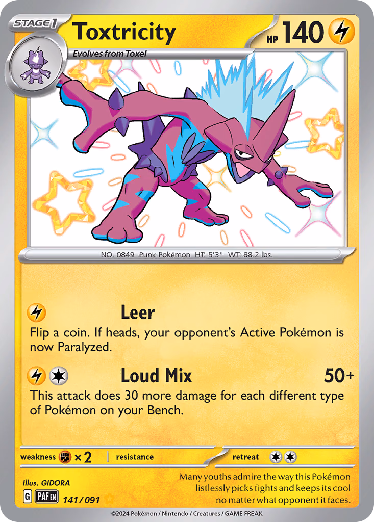 Toxtricity Pokemon card (141/091, Paldean Fates)