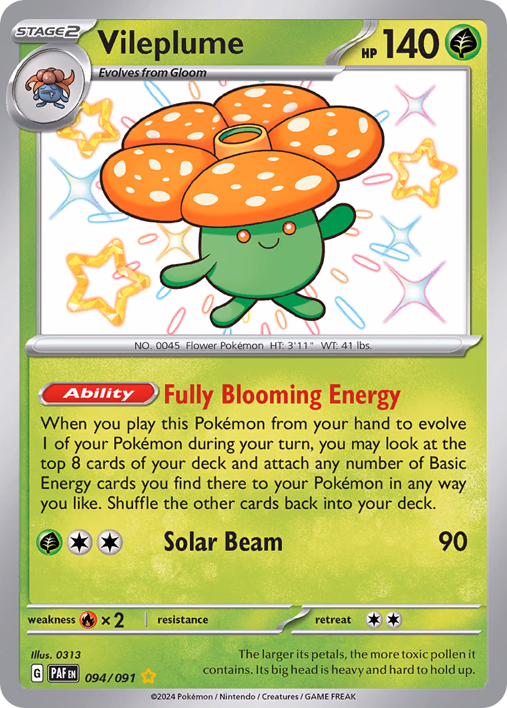 Vileplume Pokemon card (094/091, Paldean Fates)