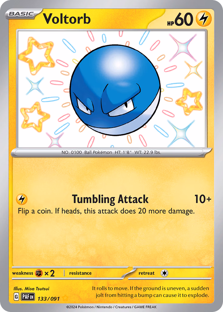Voltorb Pokemon card (133/091, Paldean Fates)