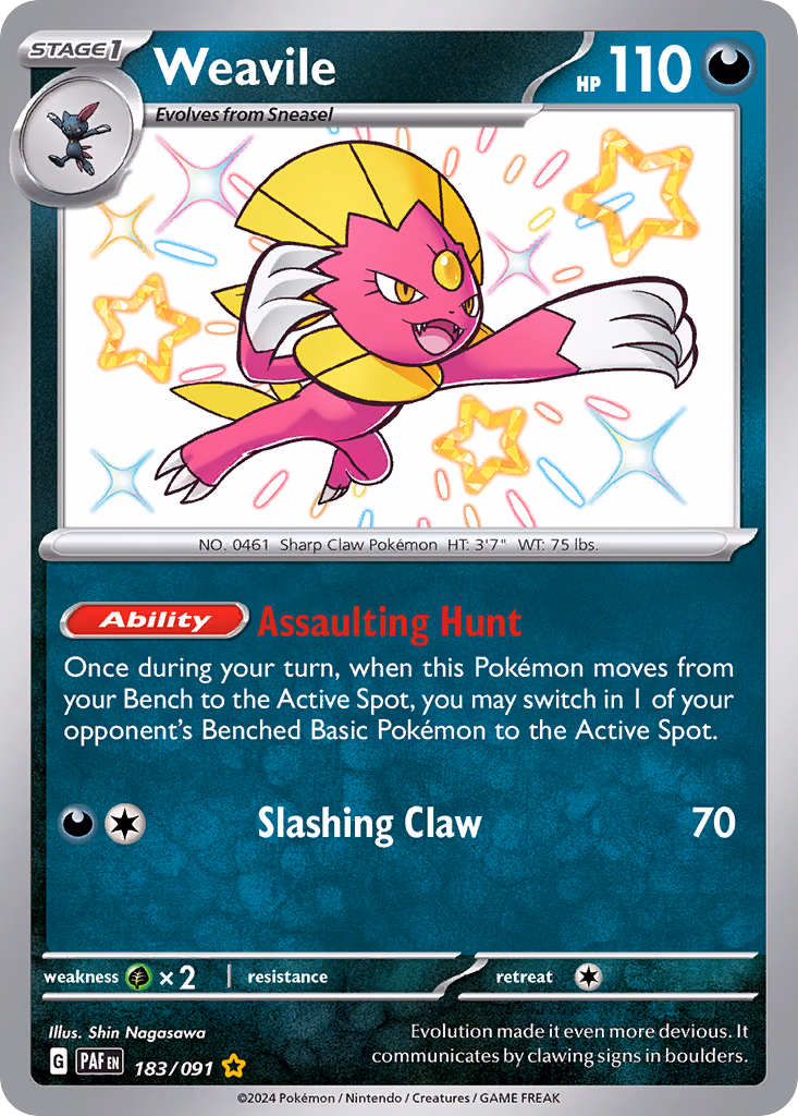 Weavile Pokemon card (183/091, Paldean Fates)
