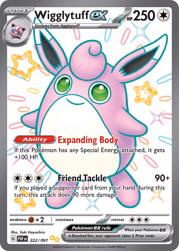 Wigglytuff ex Pokemon card (222/091, Paldean Fates)