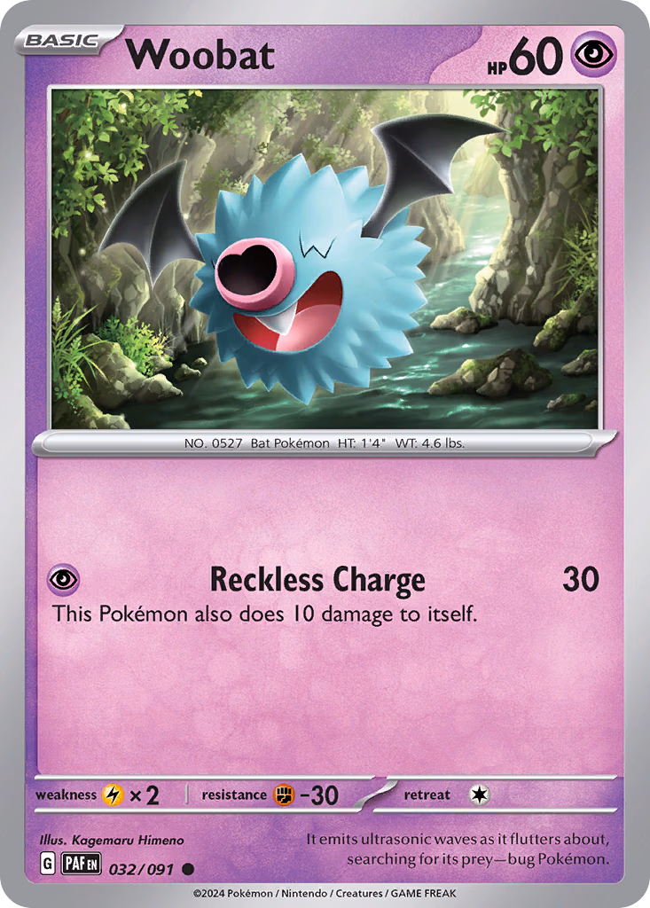 Woobat Pokemon card (032/091, Paldean Fates)