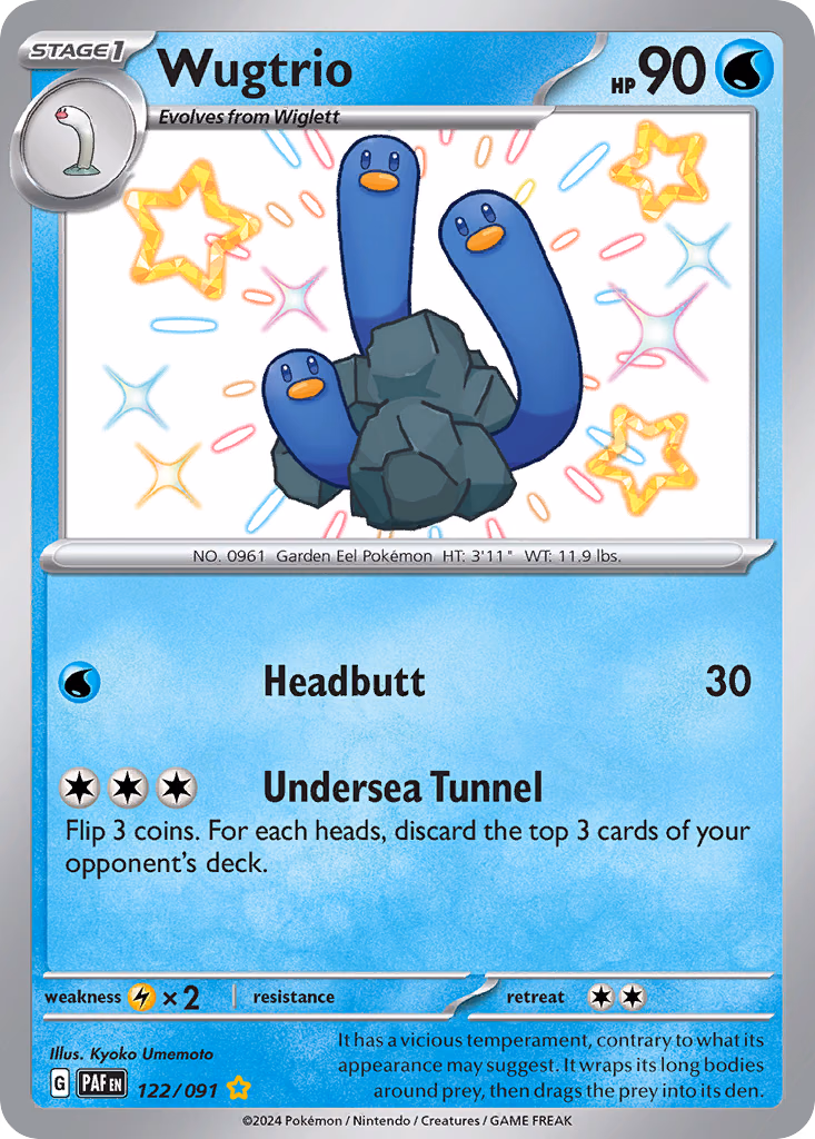 Wugtrio Pokemon card (122/091, Paldean Fates)
