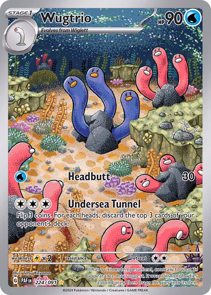 Wugtrio Pokemon card (224/091, Paldean Fates)