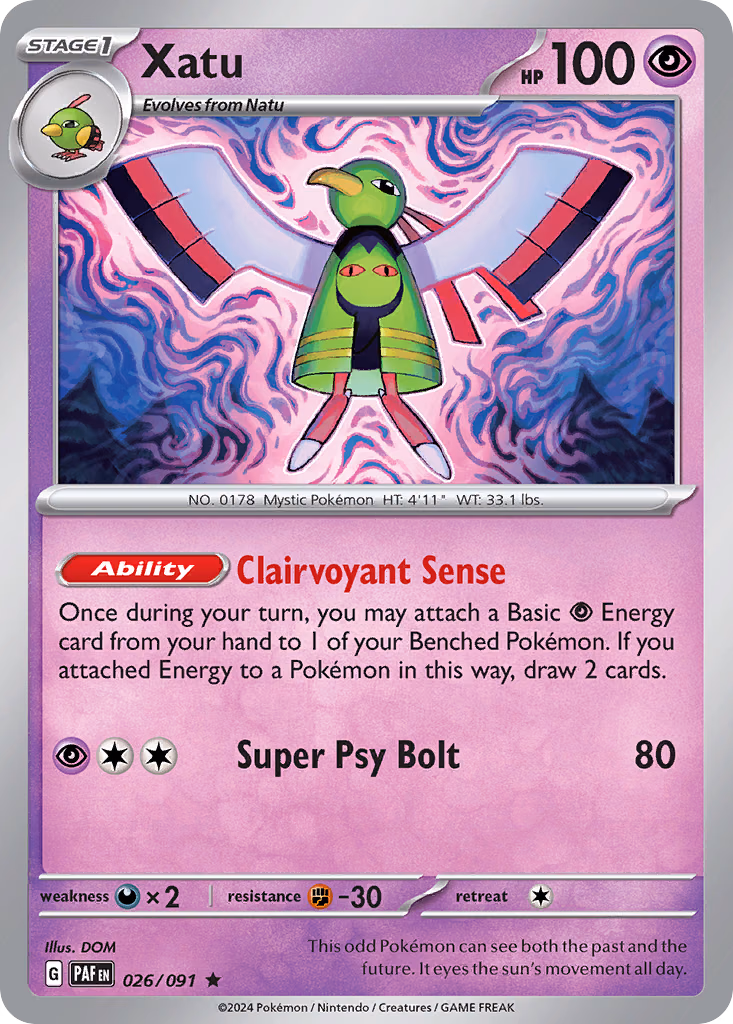 Xatu Pokemon card (026/091, Paldean Fates)