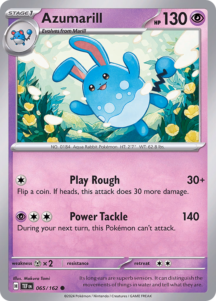 Azumarill Pokemon card (065/162, Temporal Forces)