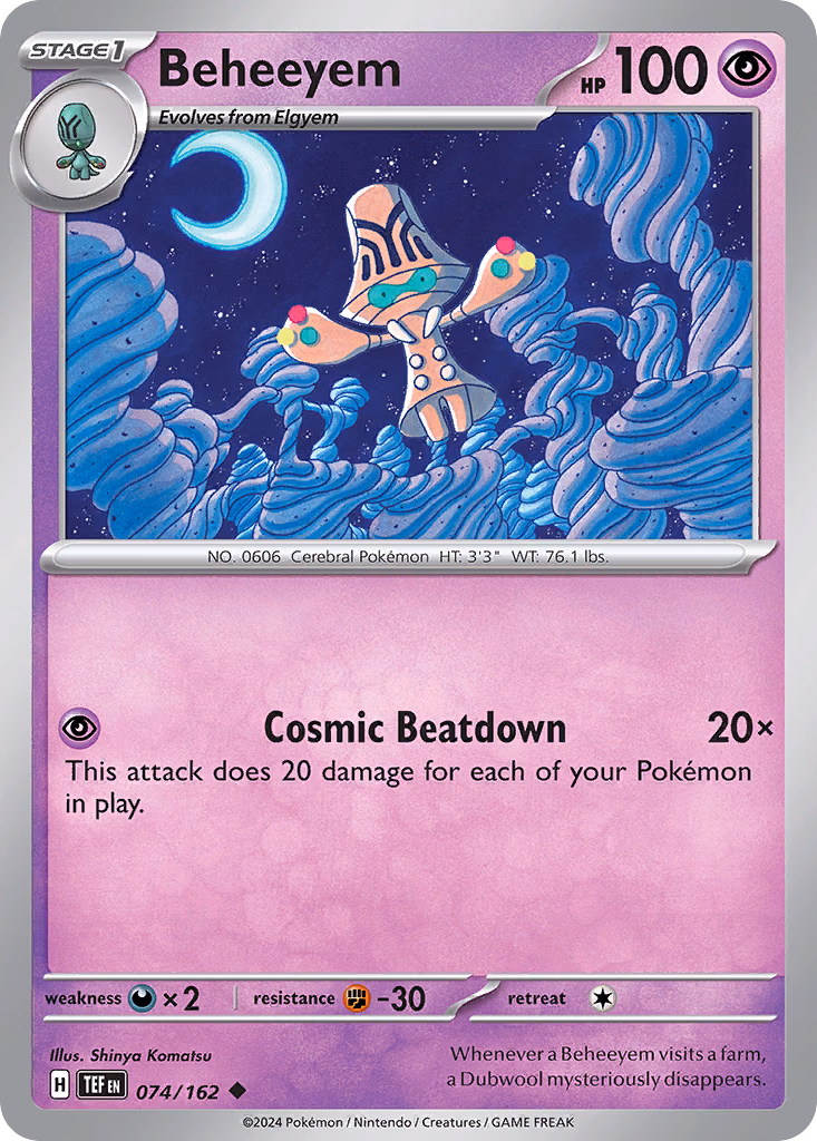 Beheeyem Pokemon card (074/162, Temporal Forces)