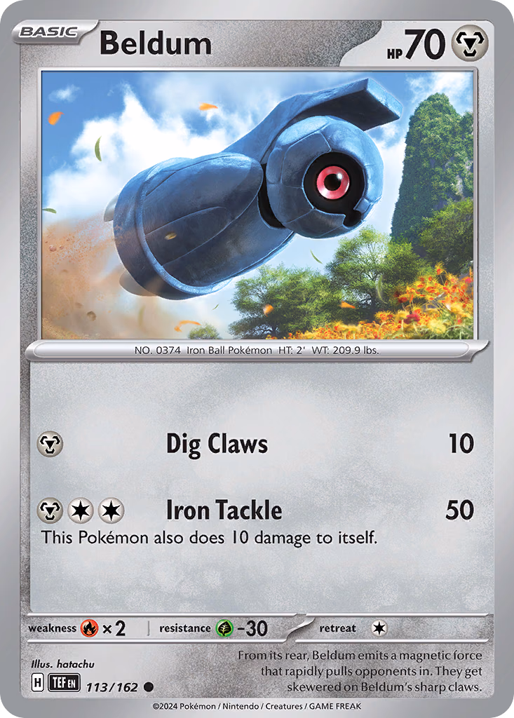 Beldum Pokemon card (113/162, Temporal Forces)