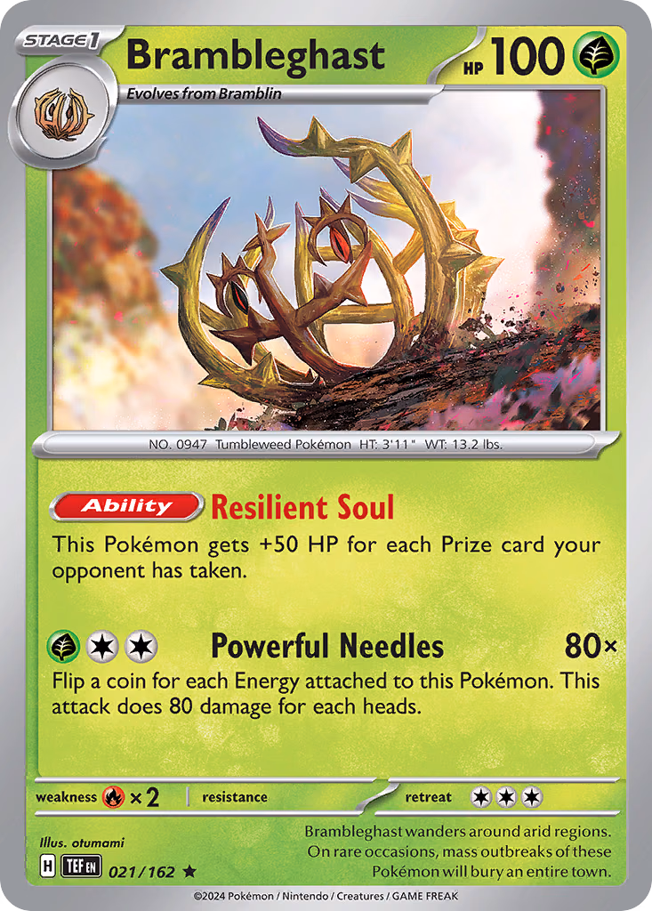 Brambleghast Pokemon card (021/162, Temporal Forces)