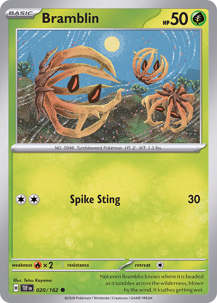 Bramblin Pokemon card (020/162, Temporal Forces)