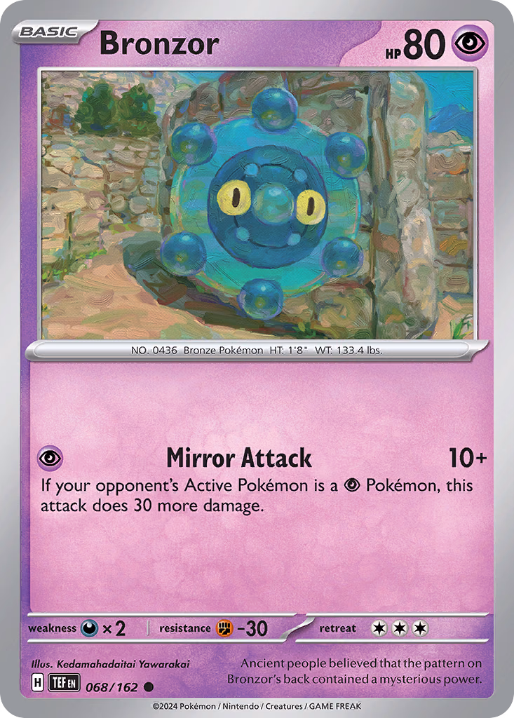 Bronzor Pokemon card (068/162, Temporal Forces)