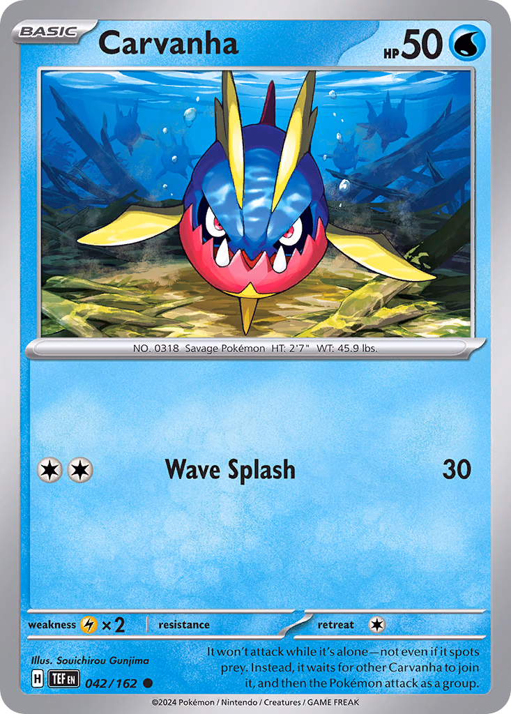Carvanha Pokemon card (042/162, Temporal Forces)