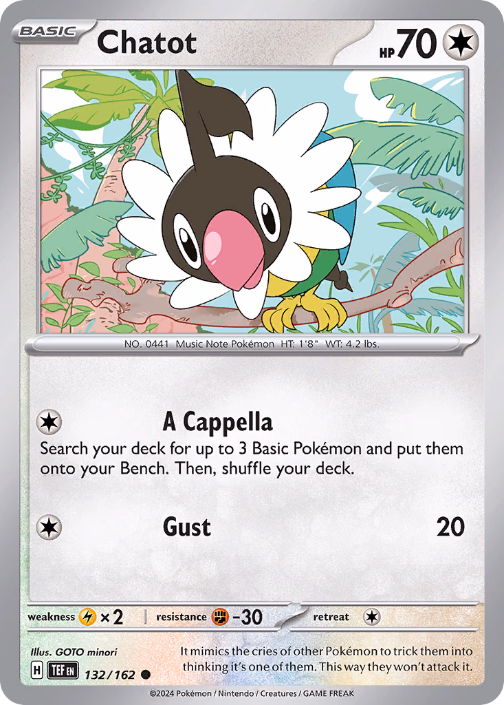 Chatot Pokemon card (132/162, Temporal Forces)