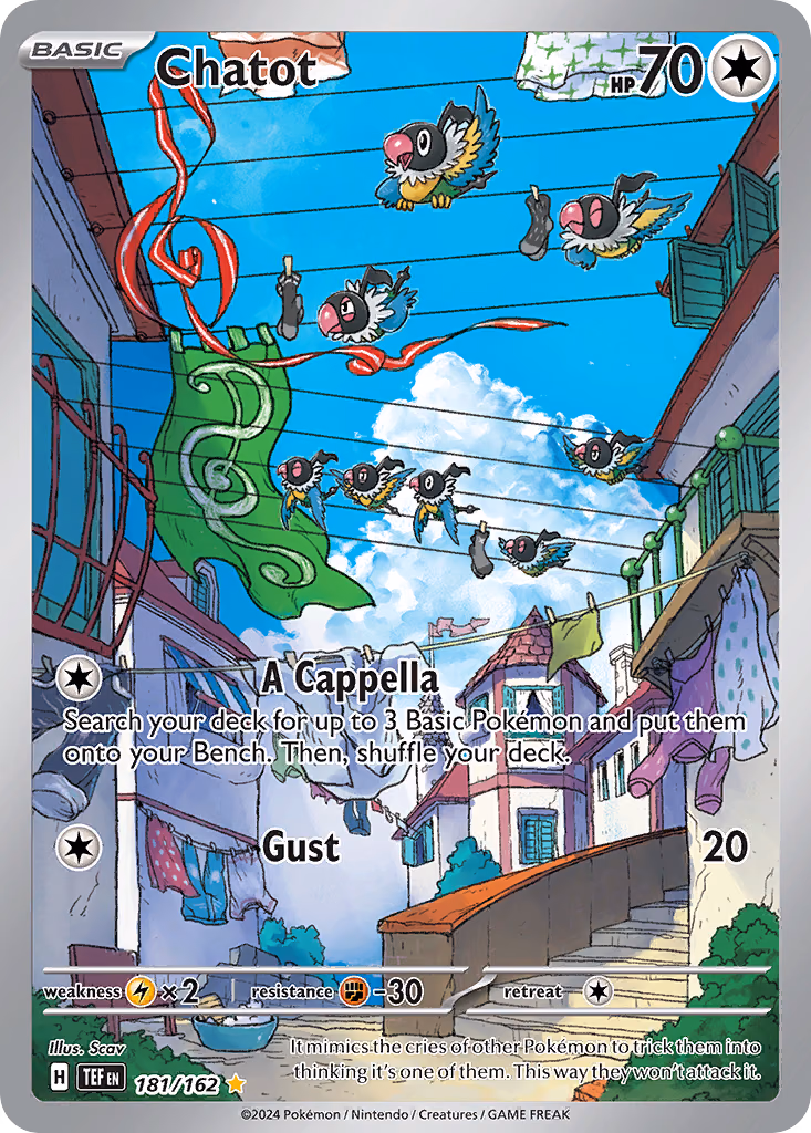 Chatot Pokemon card (181/162, Temporal Forces)