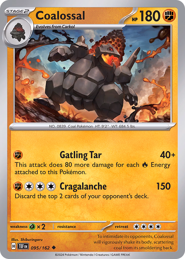 Coalossal Pokemon card (095/162, Temporal Forces)