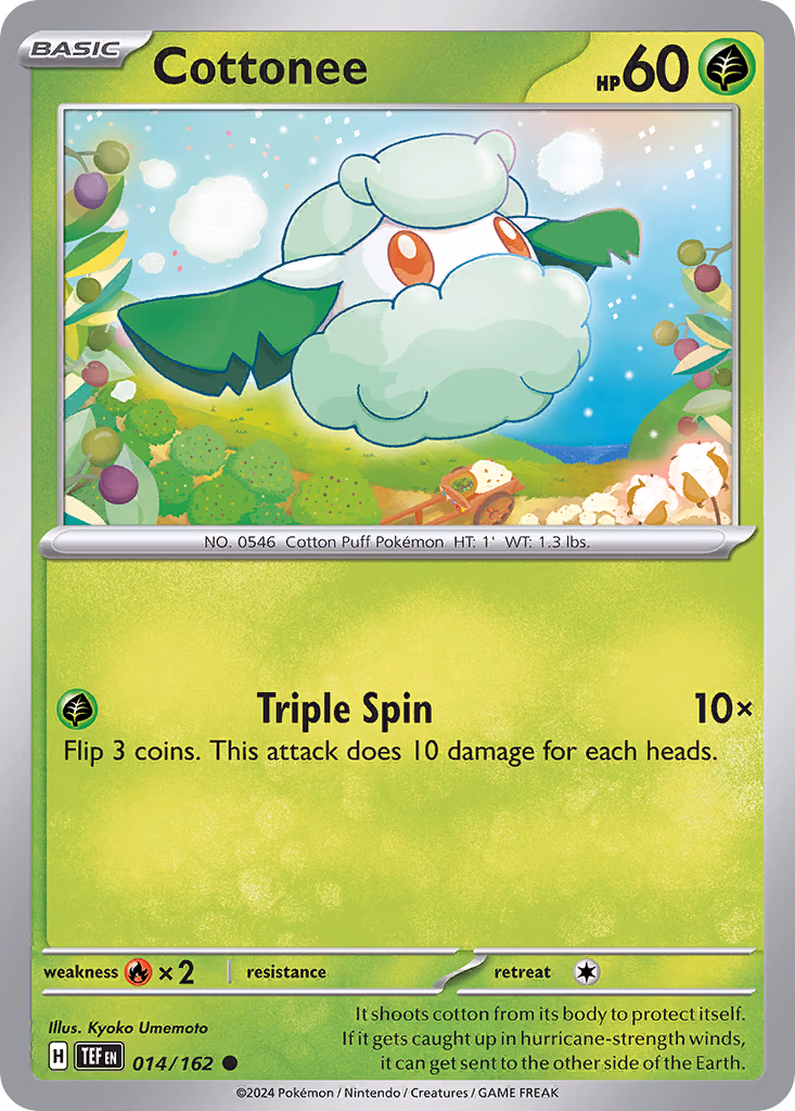 Cottonee Pokemon card (014/162, Temporal Forces)