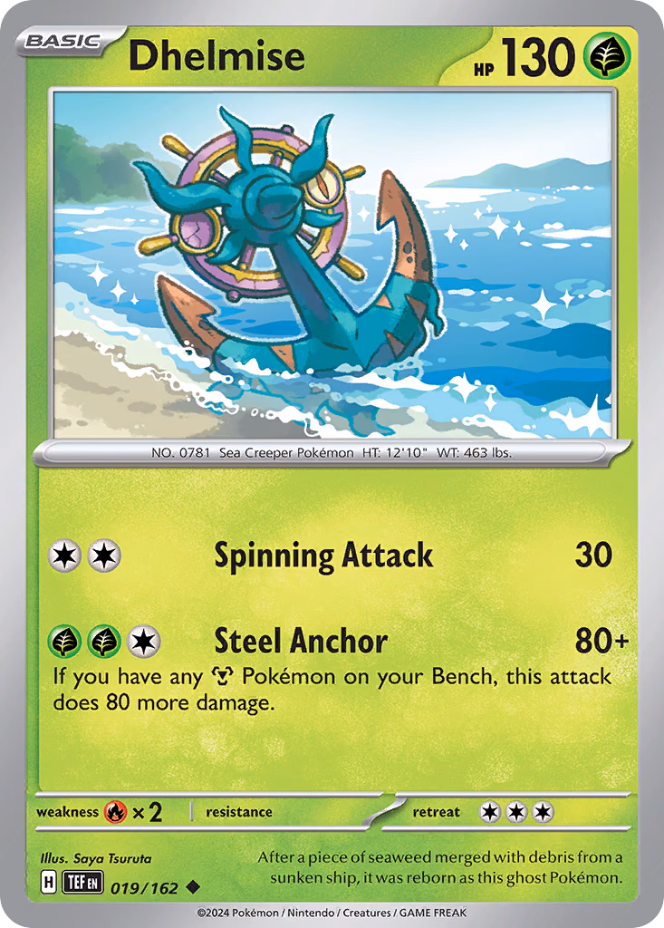 Dhelmise Pokemon card (019/162, Temporal Forces)