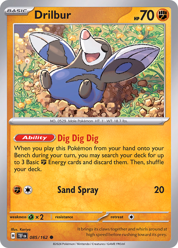Drilbur Pokemon card (085/162, Temporal Forces)