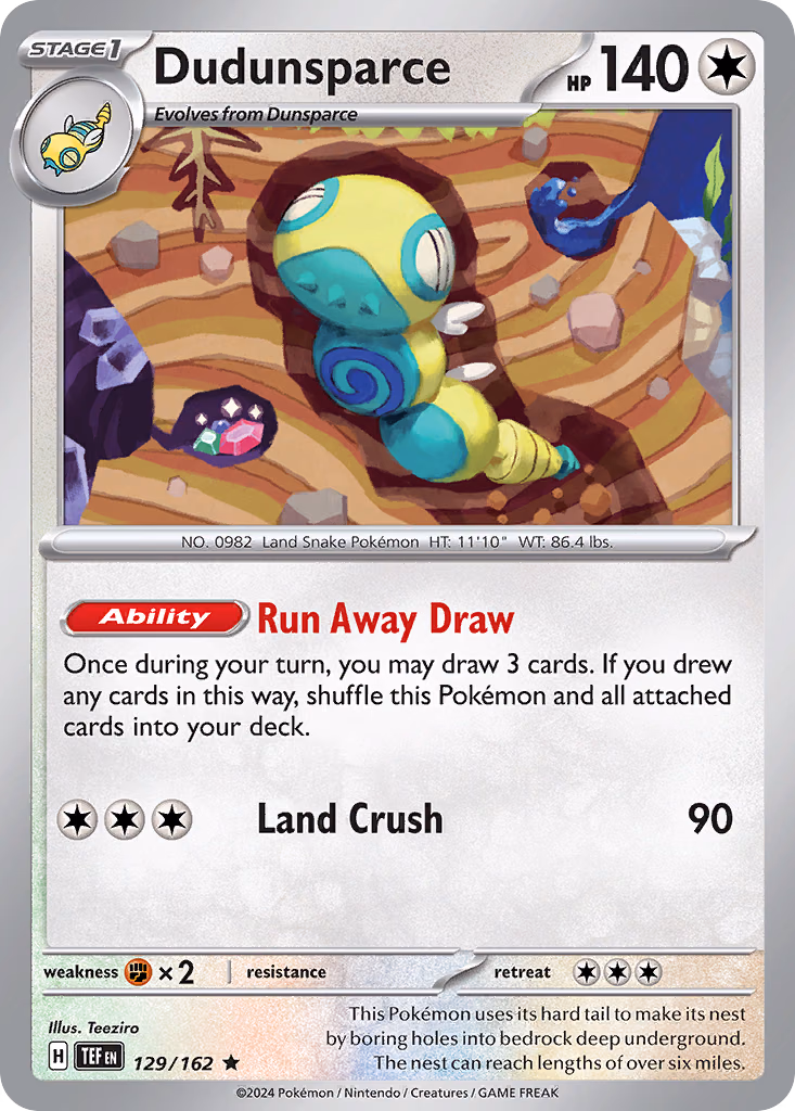 Dudunsparce Pokemon card (129/162, Temporal Forces)
