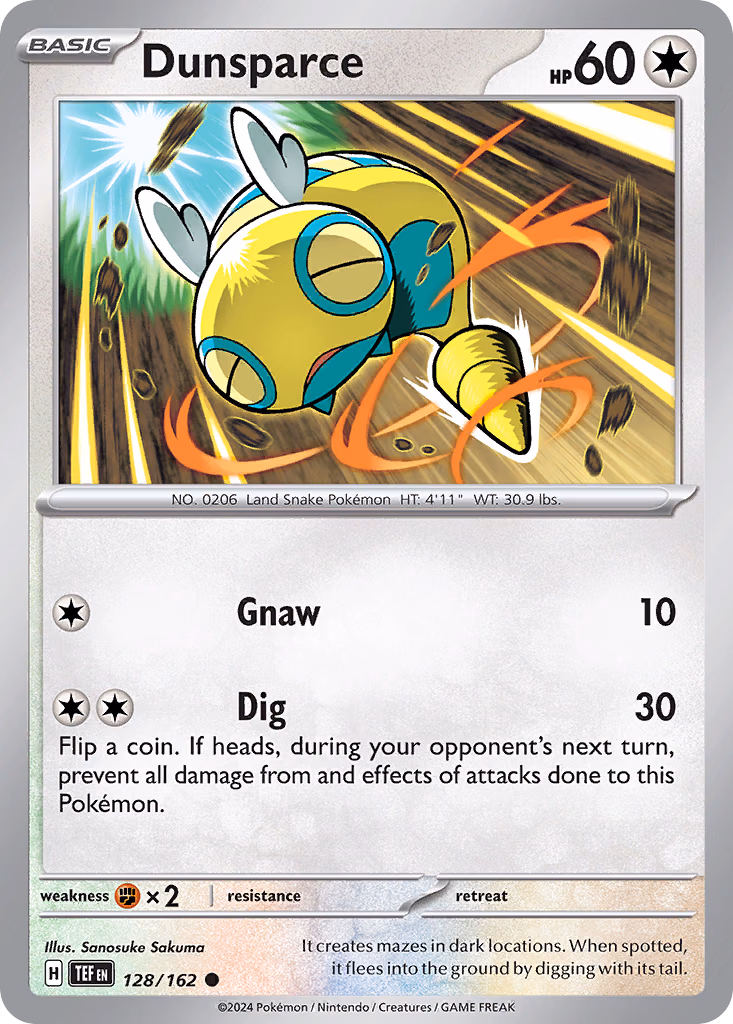Dunsparce Pokemon card (128/162, Temporal Forces)