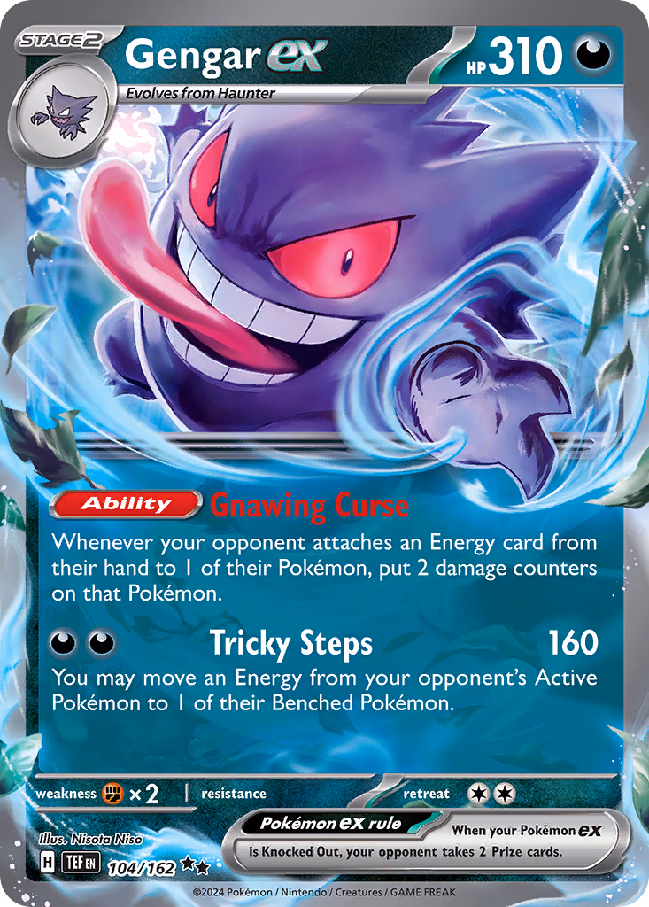 Gengar ex Pokemon card (104/162, Temporal Forces)
