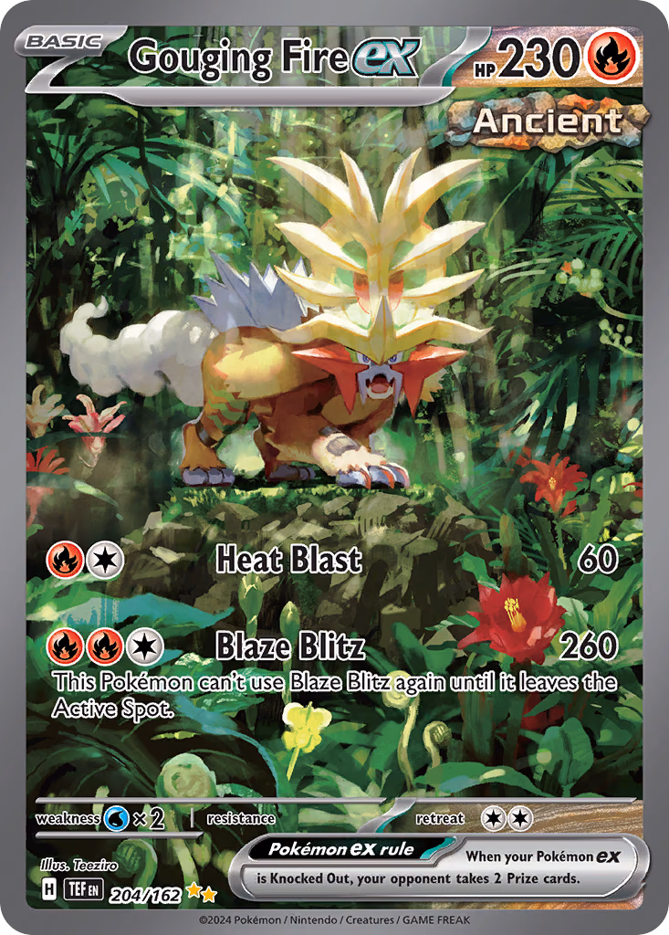 Gouging Fire ex Pokemon card (204/162, Temporal Forces)